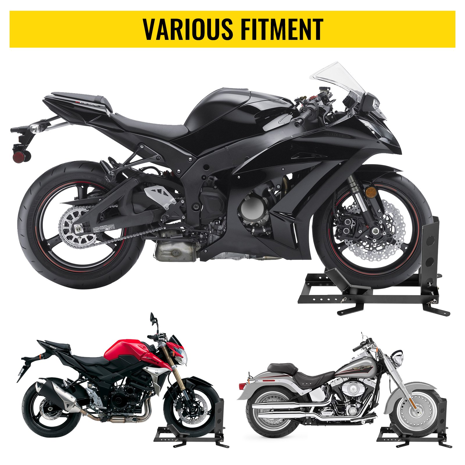 VEVOR 14" -21" Adjustable Motorcycle Wheel Chock 1000 lbs TiresUpright Stand