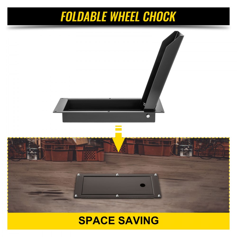 VEVOR Motorbike Front Chock Recessed Wheel Chock, 1500 lbs Heavy Duty Wheel Stand, for 24" Wheels, High-Grade Steel Trailer Stand, with Space-Saving Design & Pre-Drilled Holes (Large-24 Inch)