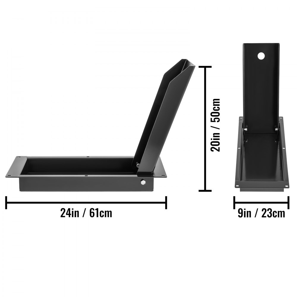 VEVOR Motorbike Front Chock Recessed Wheel Chock, 1500 lbs Heavy Duty Wheel Stand, for 24" Wheels, High-Grade Steel Trailer Stand, with Space-Saving Design & Pre-Drilled Holes (Large-24 Inch)