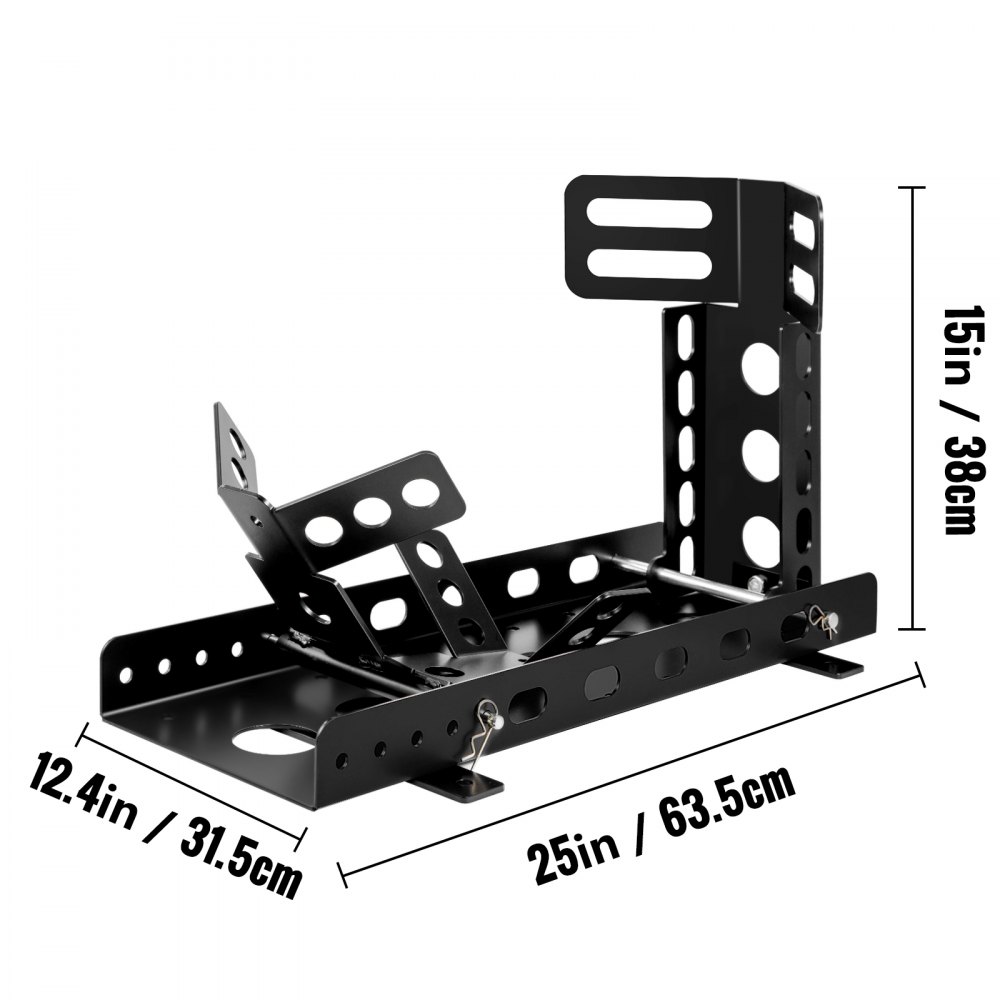 VEVOR Motorcycle Front Tire Chock, 3000 lbs Heavy Duty Wheel Stand, Black Upright Motorbike Front Chock for 14"-22" Wheels, High-Grade Steel Trailer Stand, with Stable Tubes & Adjustable Holes