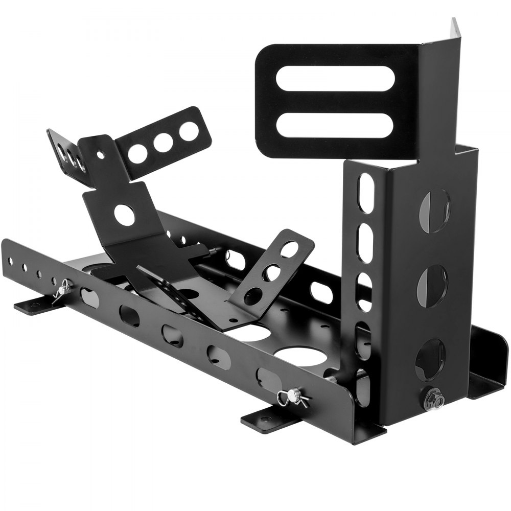 VEVOR Motorcycle Front Tire Chock, 3000 lbs Heavy Duty Wheel Stand, Black Upright Motorbike Front Chock for 14"-22" Wheels, High-Grade Steel Trailer Stand, with Stable Tubes & Adjustable Holes