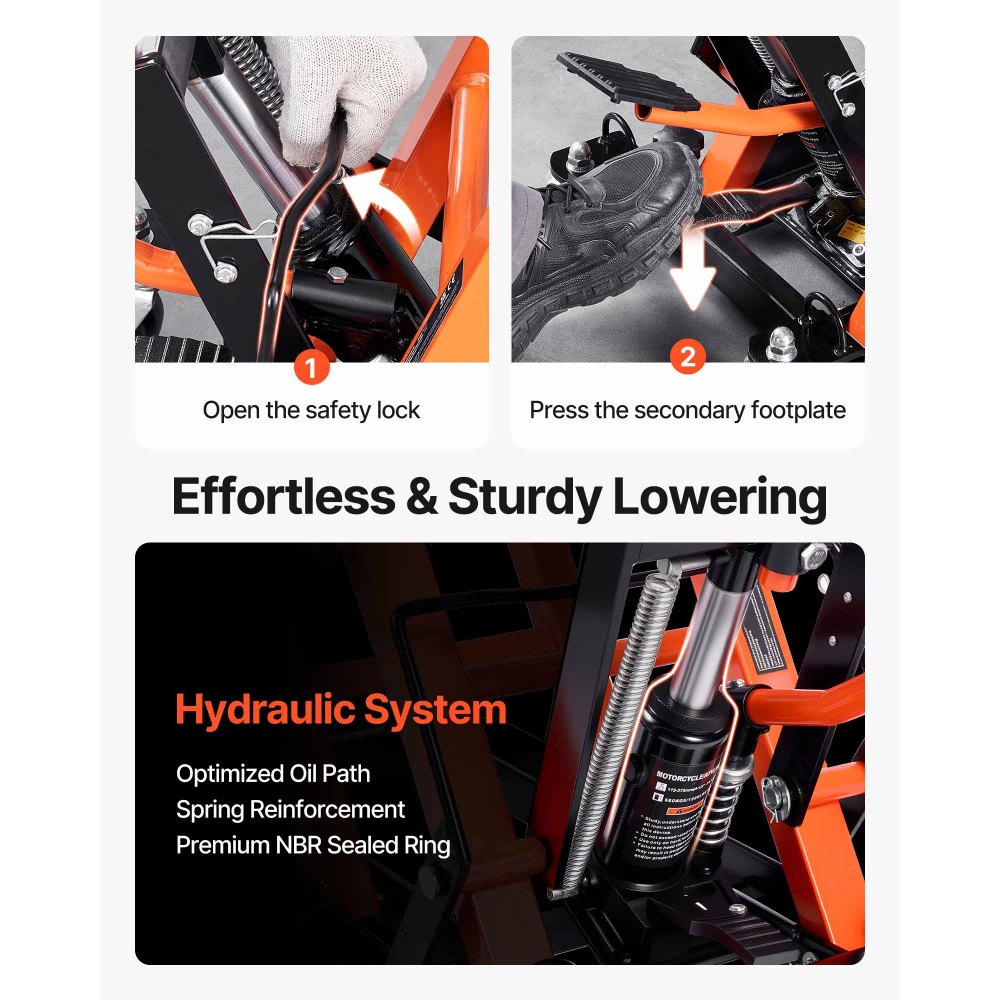 VEVOR Motorcycle Hydraulic Pump Jack 680.4 kg ATV Dirt Bike Stand