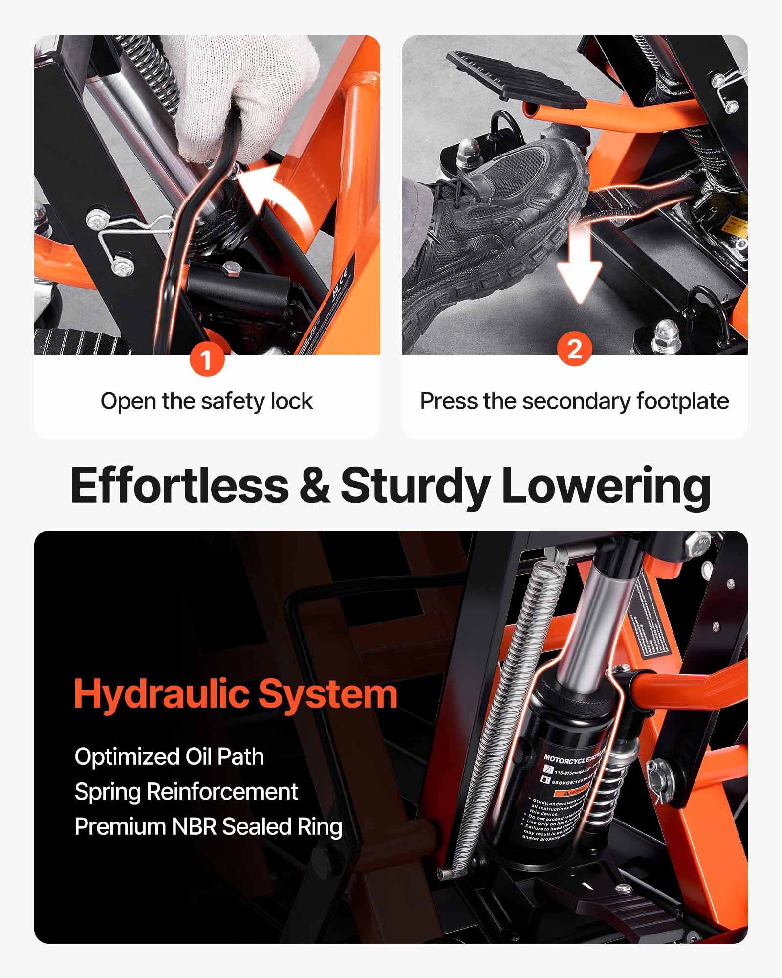 VEVOR Motorcycle Hydraulic Pump Jack 680.4 kg ATV Dirt Bike Stand