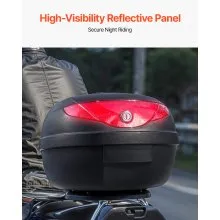 VEVOR 24L Motorcycle Top Case Universal Motorbike Tail with Reflective Panel