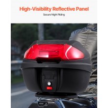 VEVOR 38L Motorcycle Top Case Universal Motorbike Tail with Reflective Panel