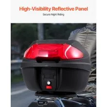VEVOR 38L Motorcycle Top Case Universal Motorbike Tail with Reflective Panel