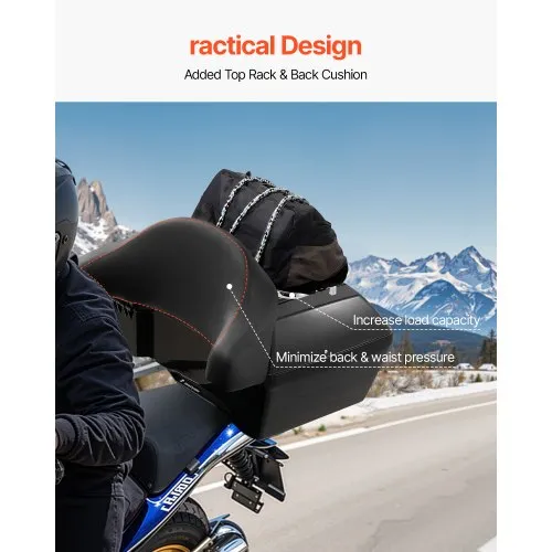 VEVOR Motorcycle Top Case, Universal Durable PP Material Motorbike