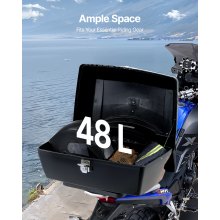 48L Motorcycle Top Case Universal Motorbike Tail with Reflective Panel