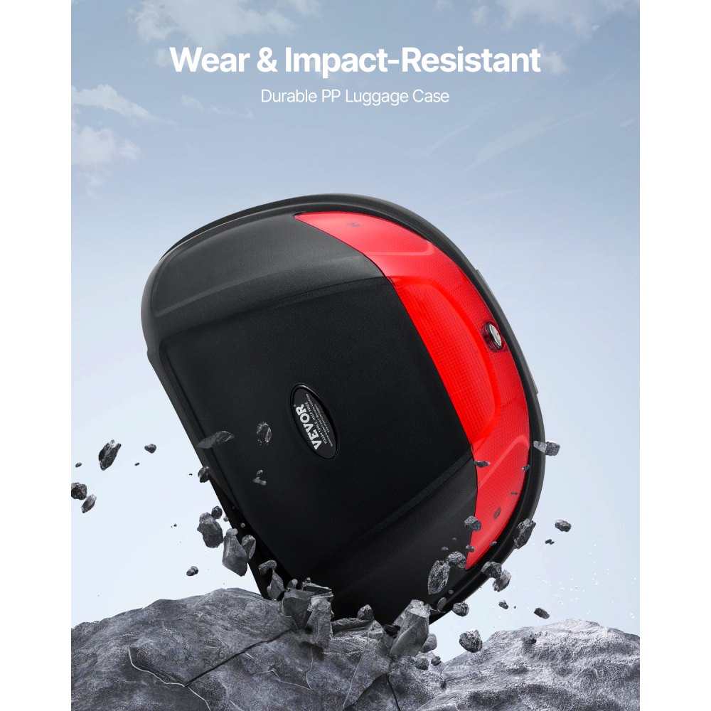 VEVOR Motorcycle Top Case, Universal Durable PP Material Motorbike Tail Box with Reflective Panel, 62L Waterproof Detachable Motorcycle Top Box with Multi-Hole Base, Fit for 99% of Motorcycle Frames