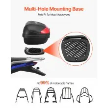 VEVOR 62L Motorcycle Top Case Universal Motorbike Tail with Reflective Panel
