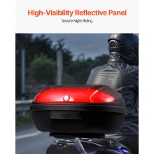 VEVOR 62L Motorcycle Top Case Universal Motorbike Tail with Reflective Panel