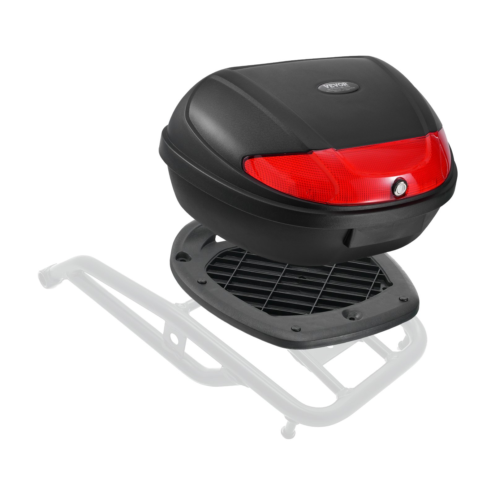 VEVOR Motorcycle Top Case, Universal Durable PP Material Motorbike Tail Box with Reflective Panel, 62L Waterproof Detachable Motorcycle Top Box with Multi-Hole Base, Fit for 99% of Motorcycle Frames