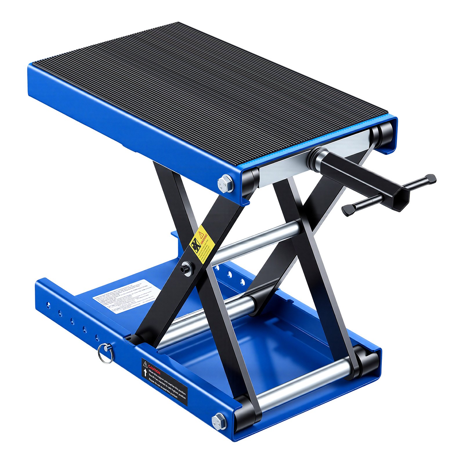 VEVOR Motorcycle Lift, 499 kg Motorcycle Scissor Lift Jack with Wide Deck & Locking Pin, 95-340 mm Center Hoist Crank Stand, Steel Scissor Jack for Street Bikes, Cruiser Bikes, Touring, Blue/Black