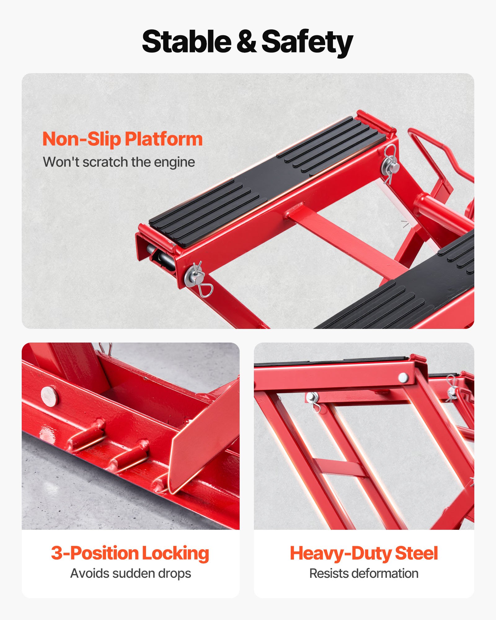 VEVOR Steel Hydraulic Motorcycle Jack Stand, 1500 LBS ATV Scissor Lift Jack, 4.7"-15" Scissor Lift Jack Stand with 4 Wheels, Hydraulic Foot-Operated Hoist Stand for Motorcycle ATV UTV Powersports