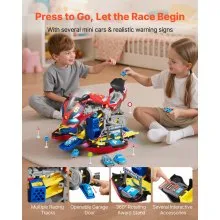 VEVOR Motorcycle Engine Toy, 25 Pieces, Motorcycle Mechanic Toy with Removable Parts, Lights & Sounds, Simulated Riding & Track Racing, Kids Mechanic Workshop Set for Toddler 3 Years and Up, Red