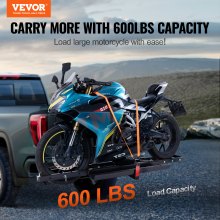 Nosič motocykla VEVOR, 600 LBS oceľový držiak na ťažné zariadenie na motocykle s nakladacou rampou, prívesný vozík na skúter s račňovými popruhmi a stabilizátorom, pre osobné auto, nákladné auto s 2" prijímačom ťažného zariadenia
