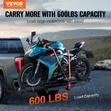 VEVOR Motorcycle Carrier, 600 LBS Steel Motorcycle Carrier Hitch Mount with Loading Ramp, Scooter Dirt Bike Trailer Hauler with Ratchet Straps and Stabilizer, for Car, Truck with 2" Hitch Receiver