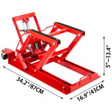 VEVOR Hydraulic Motorcycle Scissor Jack with 1,500LBS Load Capacity, Motorcycle/ATV Jack Hoist Stand Portable Lift Table, Adjustable Motorcycle Lift Jack, with Built-In Lock Pin Red