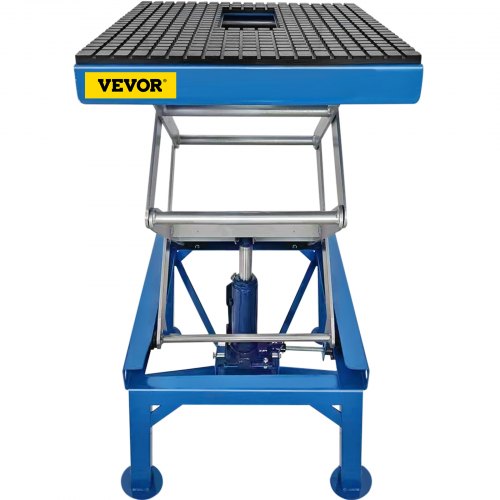 VEVOR Motorcycle Jack, Hydraulic Motorcycle Scissor Jack with 300LBS Load Capacity, Portable Lift Table, Adjustable Motorcycle Lift Jack, Blue Motorcycle Lift Stand with Lockable Casters