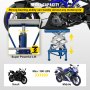 VEVOR motoros emelő, hidraulikus motorkerékpár-ollós emelő 300 LBS teherbírással, hordozható emelőasztal, állítható motorkerékpár-emelő, kék motorkerékpár-emelő állvány zárható görgőkkel