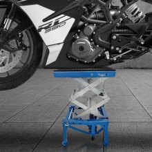 VEVOR 300LBS Motorcycle Jack, Hydraulic Motorcycle Scissor Jack, Portable Lift Table, Adjustable Motorcycle Lift Jack, Blue Motorcycle Lift Stand
