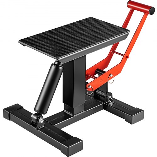 VEVOR Motorcycle Dirt Bike Lift Stand, 882 Lbs Heavy Duty Motorcycle Lift Repair Stand, 9.0"-16.5" Adjustable Steel Lift Stand Dirt Bike Maintenance Table Rack, Black/Red Jack Hoist Height Lift Stand