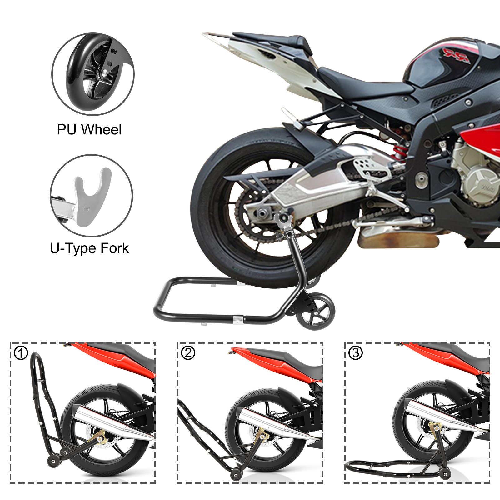 VEVOR Motorcycle Stand Rear Stand Type C Rear Wheel Stand Paddock Stand Parts