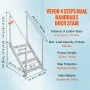 VEVOR Dock Ladder 4 Step, Dock Stairs 30''-38'' Adjustable Height, 500 lbs Load Capacity, Aluminum Pontoon Boat Ladder with Dual Handrails & Anti-Slip Design Pedal for Ship/Lake/Pool/Marine Boarding