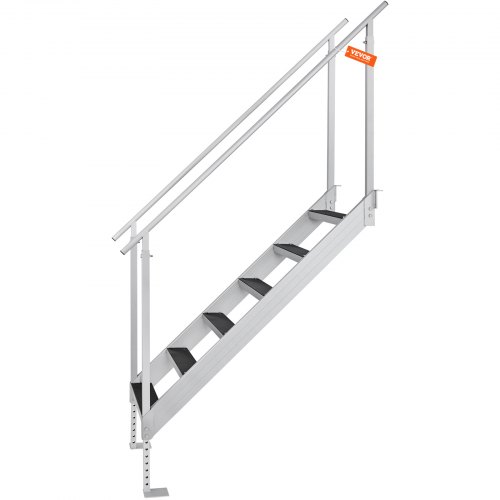 VEVOR Dock Ladder, 43''-51'' Adjustable Height, 500 lbs Load Capacity, Aluminum Alloy 6 Steps Pontoon Boat Ladder with Dual Handrails & Nonslip Rubber Mat, Ideal for Ship/Lake/Pool/Marine Boarding