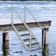 VEVOR Dock Ladder, 1.09 m-1.29 m Adjustable Height, 227 kg Load Capacity, Aluminum Alloy 6 Steps Pontoon Boat Ladder with Dual Handrails & Nonslip Rubber Mat, Ideal for Ship/Lake/Pool/Marine Boarding