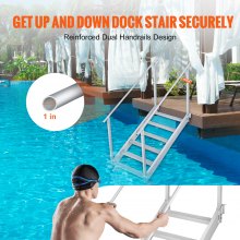 VEVOR Dock Ladder, 43''-51'' Adjustable Height, 500 lbs Load Capacity, Aluminum Alloy 6 Steps Pontoon Boat Ladder with Dual Handrails & Nonslip Rubber Mat, Ideal for Ship/Lake/Pool/Marine Boarding