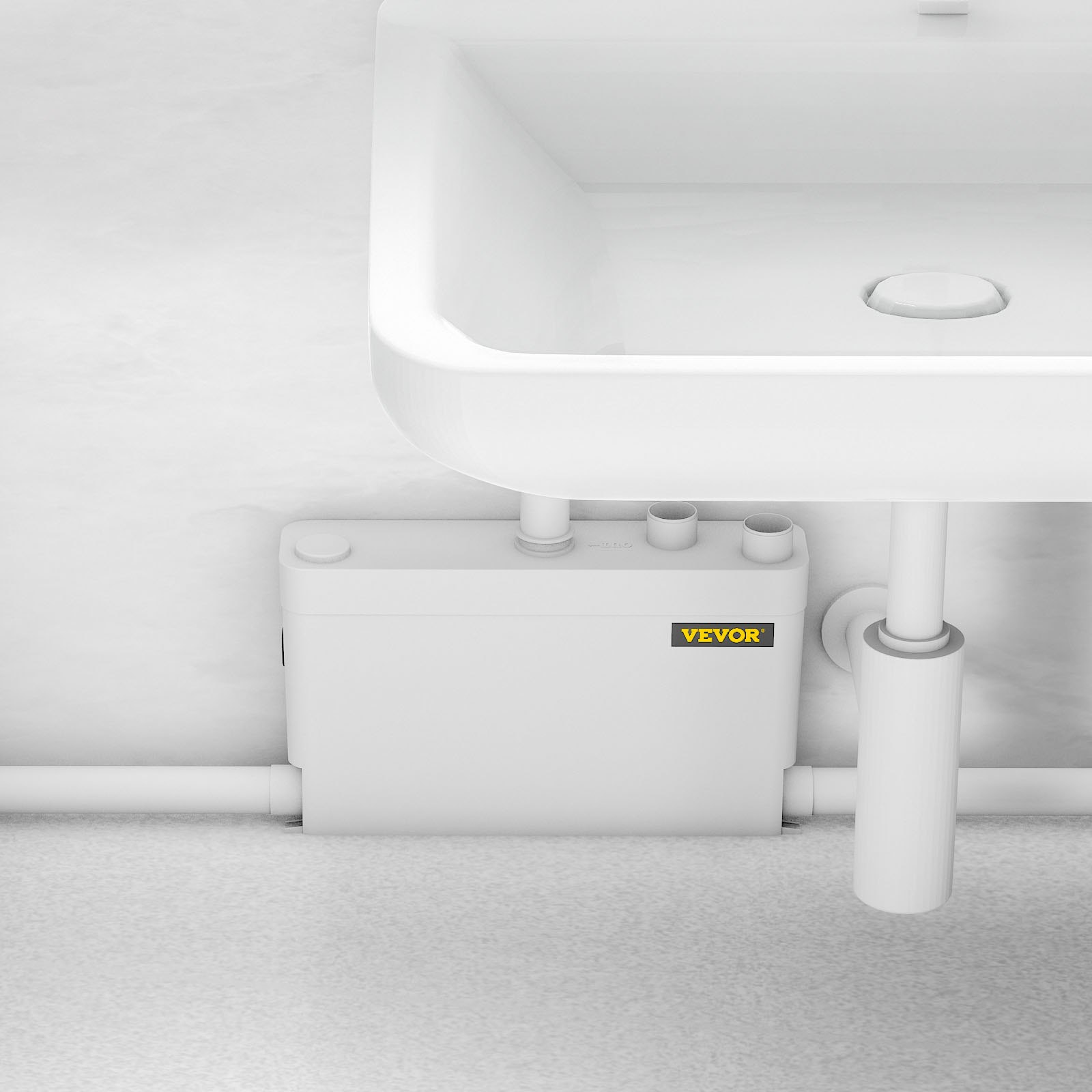 VEVOR 400W Sewerage Macerator Pump for Basement, Kitchen, Sink, Shower, Bathtub, Waste Water Disposal Machine, Elevation up to 21ft, 4 Inlets(2 Sided), White