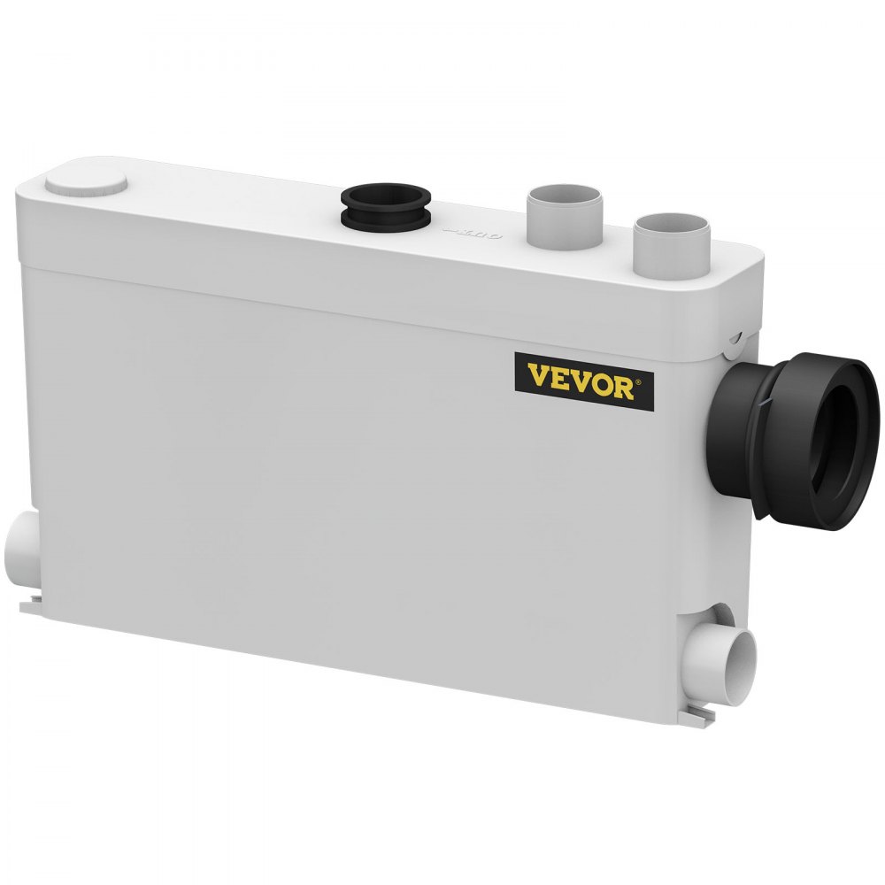 VEVOR Macerator Pump 400W, 5 Inlets(1 Sided) for Basement, Kitchen, Sink, Shower, Bathtub Waste Water Disposal Upflush Machine, Elevation up to 21ft, White