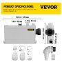 VEVOR Macerator Pump 400W, 5 Inlets(1 Sided) for Basement, Kitchen, Sink, Shower, Bathtub Waste Water Disposal Upflush Machine, Elevation up to 21ft, White