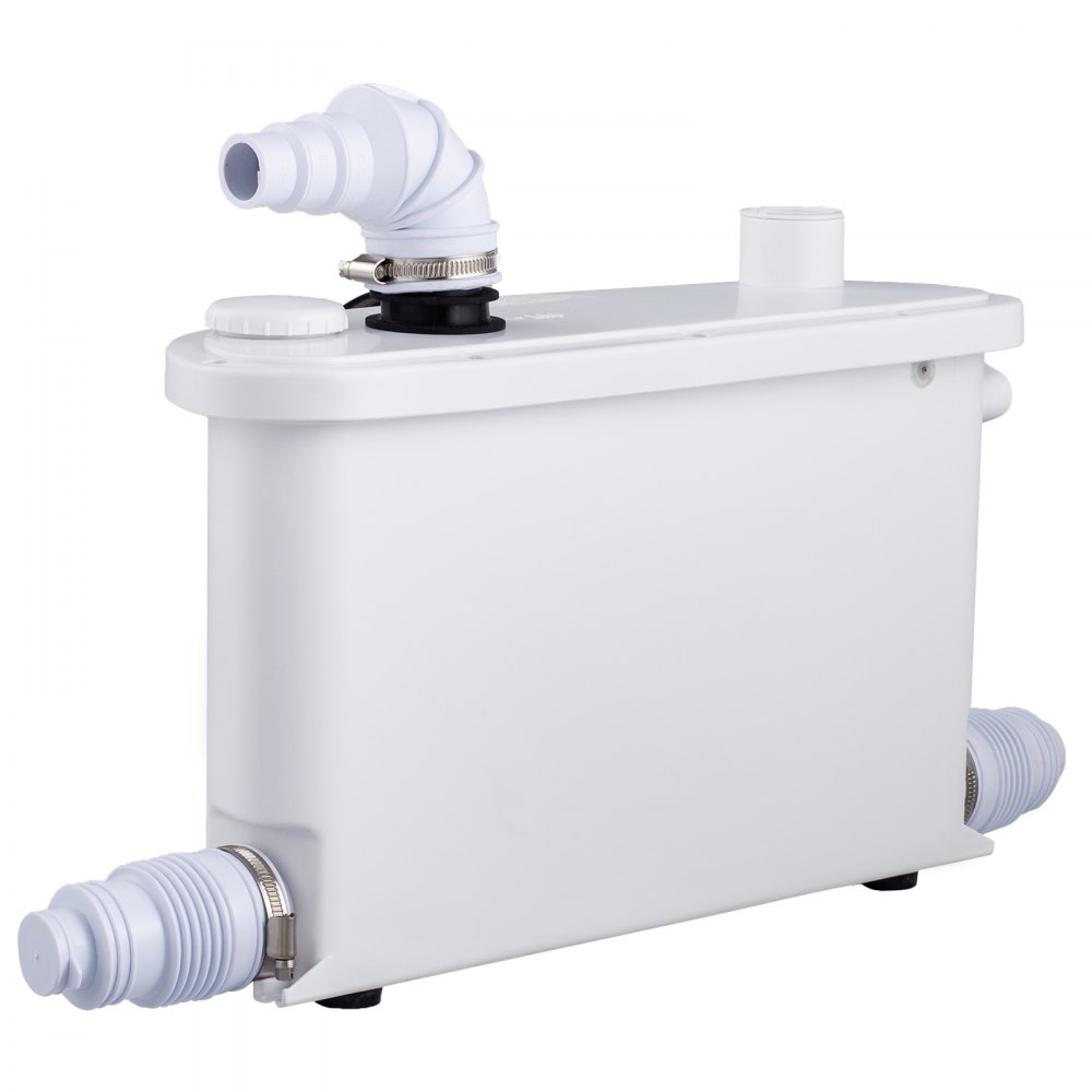 VEVOR Macerator Pump, 400W Macerator Toilet Pump, w/ 4 Water Inlets Macerating Pump, Toilet Sewerage Pump for Basement, Kitchen, Sink, Shower, Waste Water Disposal Upflush Pump, Elevation up to 21ft