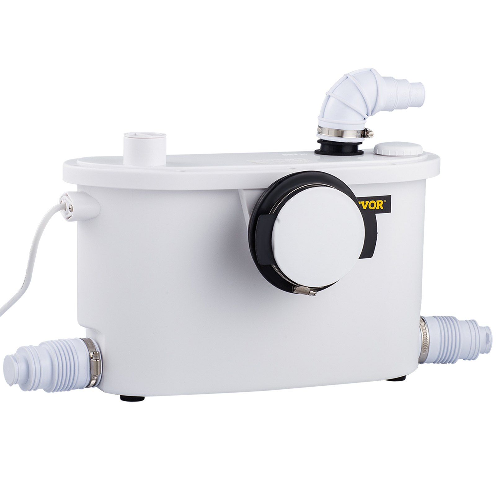 VEVOR Macerator Pump, 400W Macerator Toilet Pump, w/ 4 Water Inlets Macerating Pump, Toilet Sewerage Pump for Basement, Kitchen, Sink, Shower, Waste Water Disposal Upflush Pump, Elevation up to 21ft