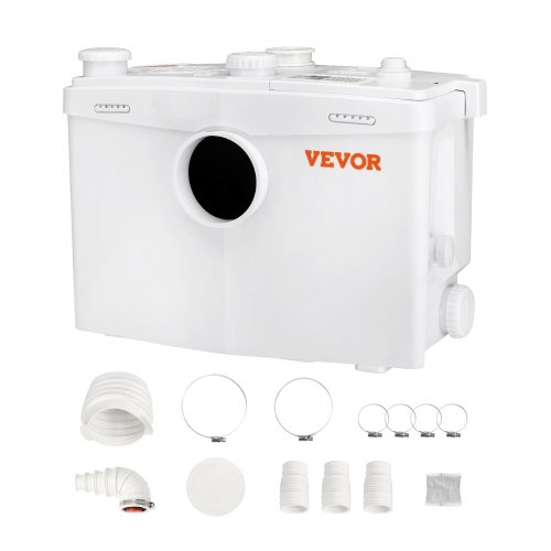 VEVOR Macerator Pump, 700W, 9600 L/h Flow, 32.8 ft/10 m Head, Macerator Sewerage Sump Pump with 3 Water Inlets for Toilet, Basement, Kitchen, Sink, Shower, Bathtub Waste Water Disposal Upflush Machine