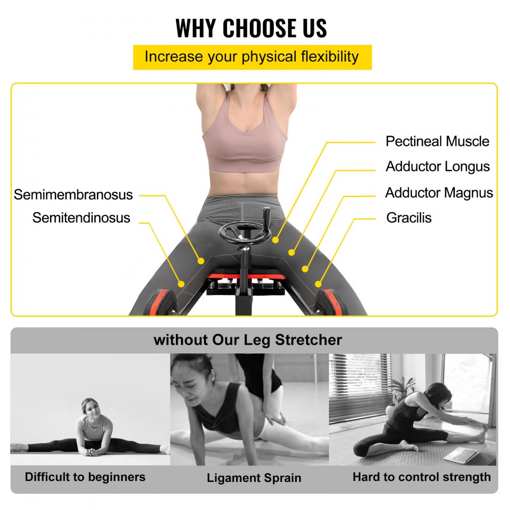VEVOR Pro estirador de piernas, máquina de estiramiento de piernas de 220 libras, equipo de marco de acero resistente, estirador de piernas, máquina de entrenamiento de estiramiento de piernas para gimnasio en casa, estirador de piernas, entrenamiento de fitness