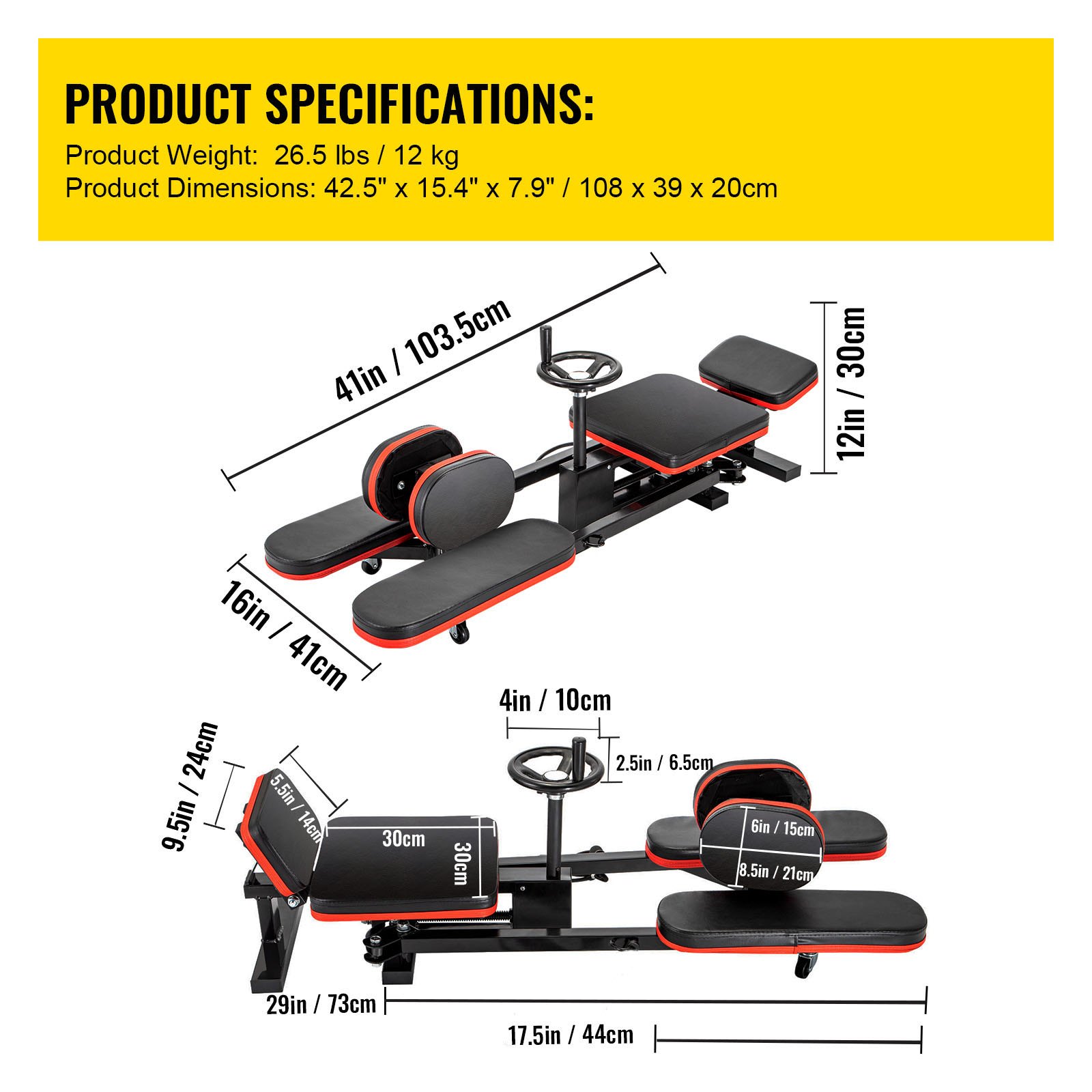 VEVOR Pro Leg Stretcher 220LBS Leg Stretch Machine Heavy Duty Steel Frame Leg Stretching Training Fitness Equipment Leg Stretcher for Home Gym