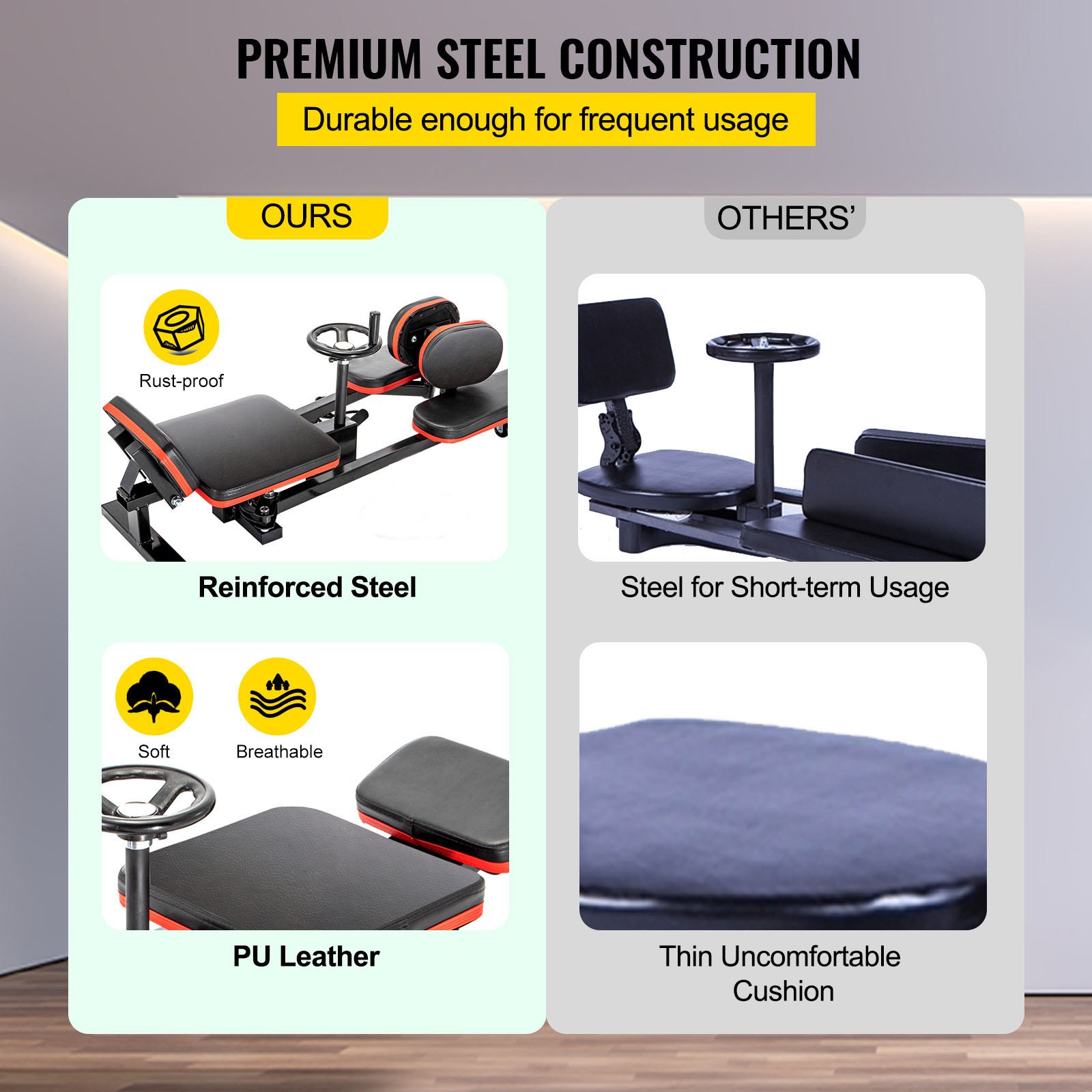 VEVOR Pro estirador de piernas, máquina de estiramiento de piernas de 220 libras, equipo de marco de acero resistente, estirador de piernas, máquina de entrenamiento de estiramiento de piernas para gimnasio en casa, estirador de piernas, entrenamiento de fitness
