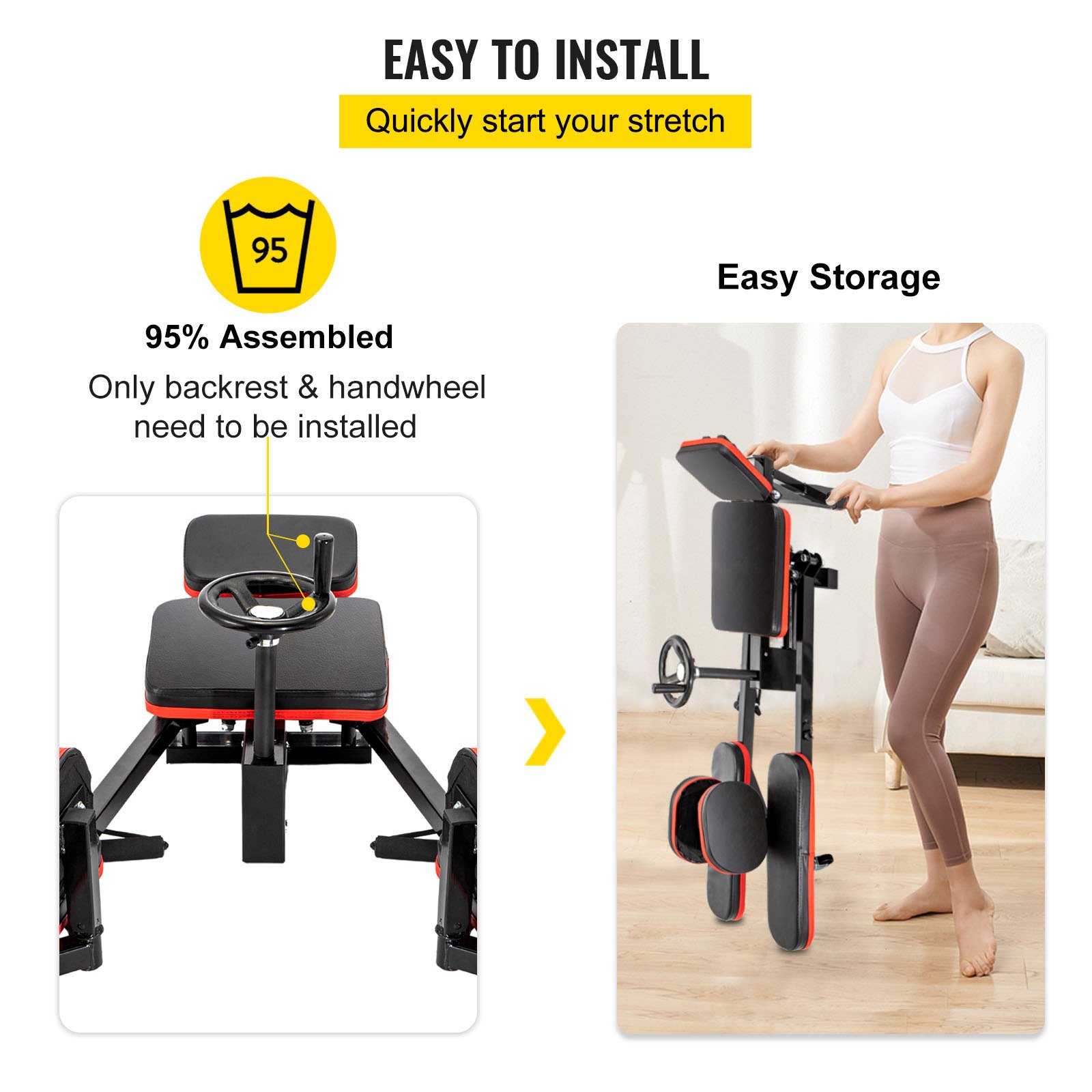 VEVOR Pro estirador de piernas, máquina de estiramiento de piernas de 220 libras, equipo de marco de acero resistente, estirador de piernas, máquina de entrenamiento de estiramiento de piernas para gimnasio en casa, estirador de piernas, entrenamiento de fitness