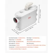 Macerator Pump 500W 29 GPM Flow 26 ft Head Lift Pump for Wall-Hung Toilet Sink