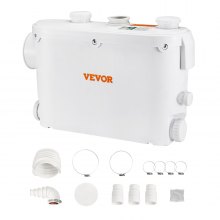 VEVOR Dykpumpe Macerator pumpe 500W 6600 L/h flow 26,2 ft/8 m hoved Macerator kloakpumpe til toilet kælder køkken håndvask bruser badekar