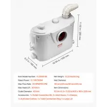 Macerator Pump 500W 29 GPM Flow 26 ft Head Lift Pump for Toilet Basement Sink