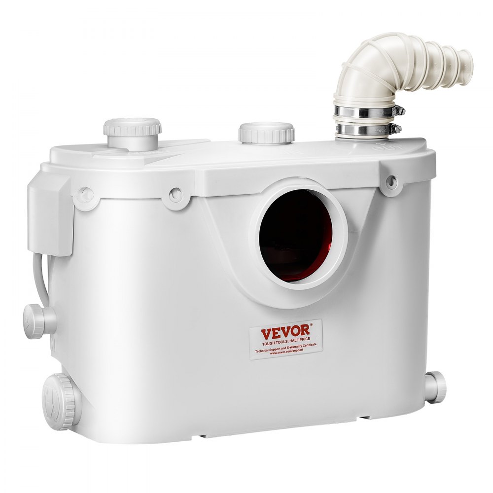 VEVOR Macerator Pump, 500W, 110 L/min(29 GPM) Flow, 26 ft/8 m Head, Macerator Sewerage Toilet Pump with 4 Water Inlets, Waste Water Disposal Upflush Machine for Toilet, Basement, Shower, Sink, Laundry, Bathtub