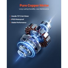 Macerátorové čerpadlo VEVOR 500W, průtok 29 GPM, zdvih 26 stop pro toaletu, dřez do sklepa