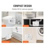 compact VEVOR macerator pump in toilet, bathroom, shower room, and laundry settings.