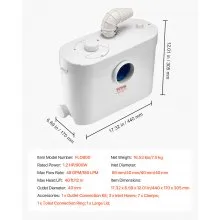 Macerator Pump 900W 48 GPM Flow 40 ft Head Lift Pump for Toilet Basement Sink