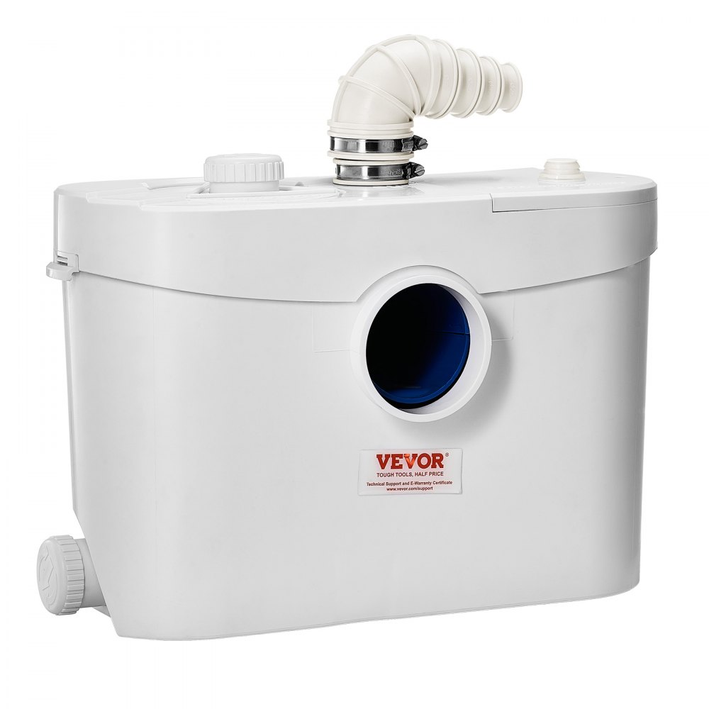 VEVOR Macerator Pump, 900W, 180 L/min(48 GPM) Flow, 40 ft/12 m Head, Macerator Sewerage Toilet Pump with 4 Water Inlets, Waste Water Disposal Upflush Machine for Toilet, Basement, Shower, Sink, Laundry, Bathtub