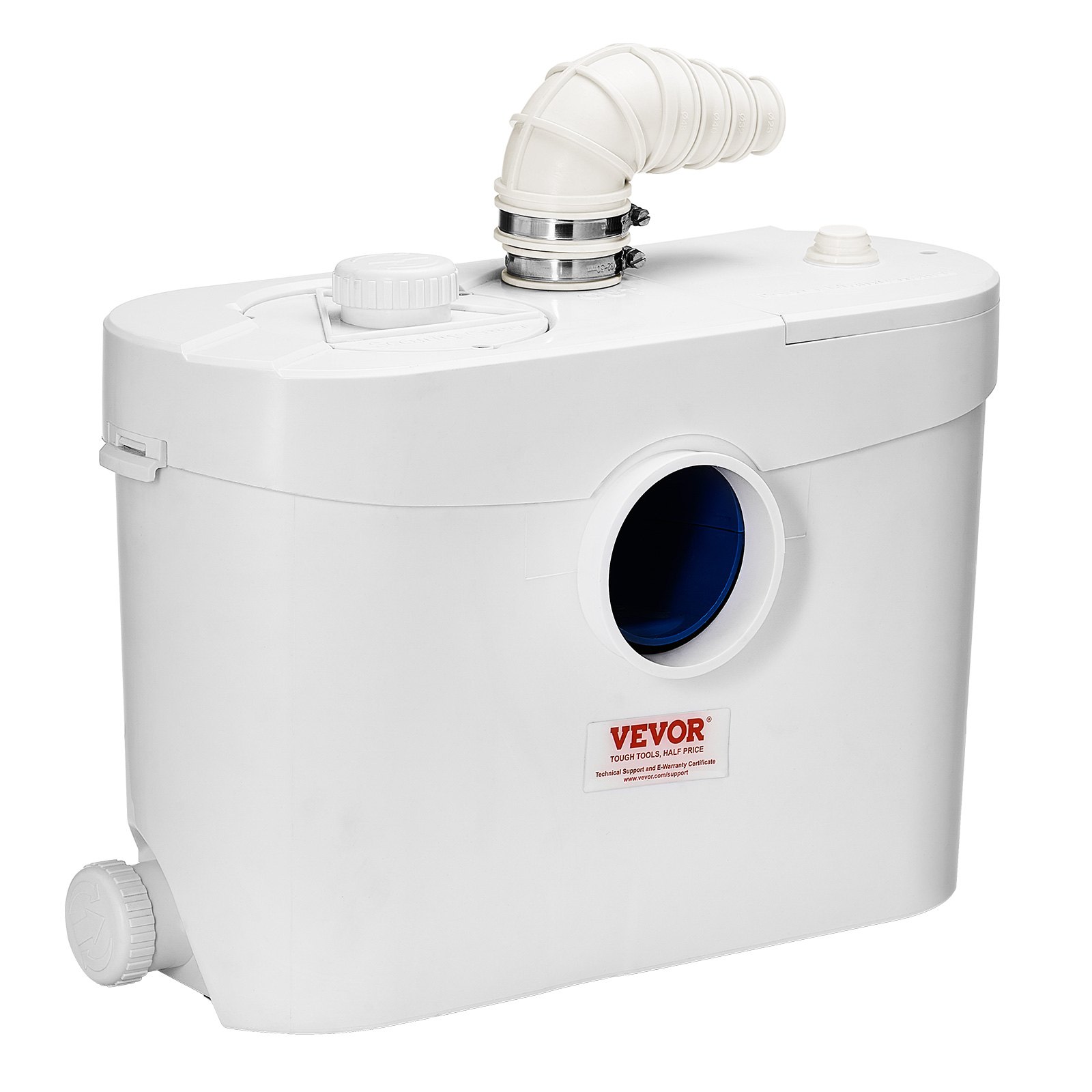 VEVOR Macerator Pump, 900W, 180 L/min(48 GPM) Flow, 40 ft/12 m Head, Macerator Sewerage Toilet Pump with 4 Water Inlets, Waste Water Disposal Upflush Machine for Toilet, Basement, Shower, Sink, Laundry, Bathtub